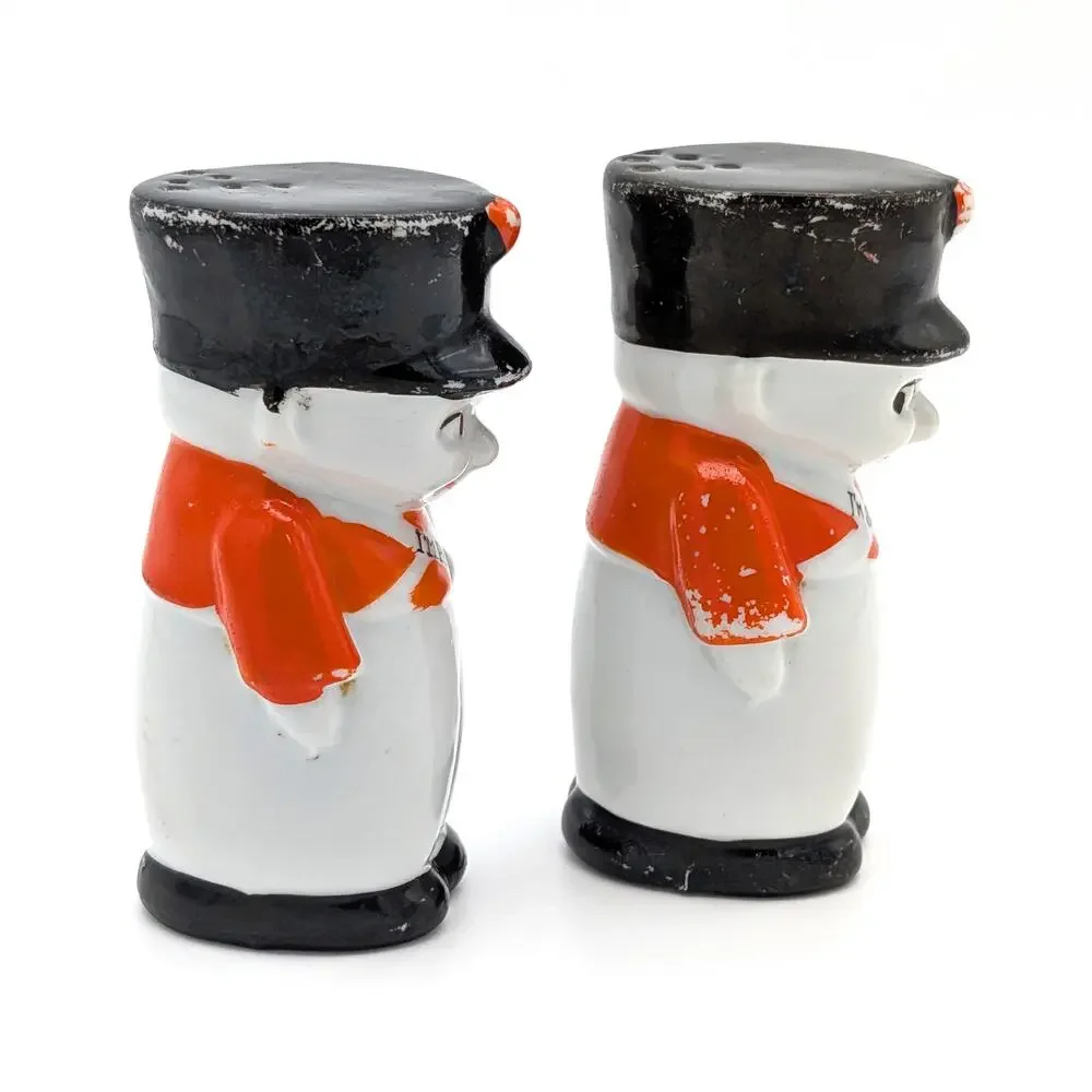 Vintage Japanese Toy Soldier Salt Pepper Shakers Porcelain Novelty Retro Kitsch